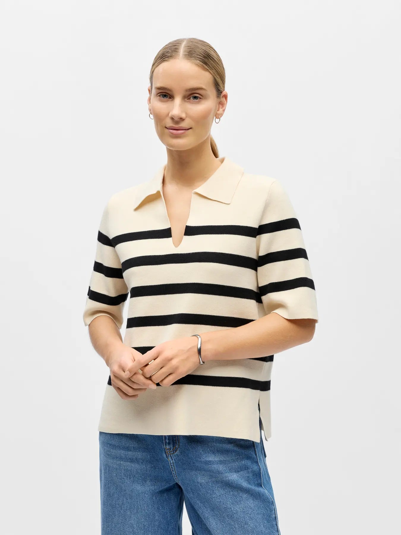 OBJREYNARD 2/4 LO POLO KNIT NOOS