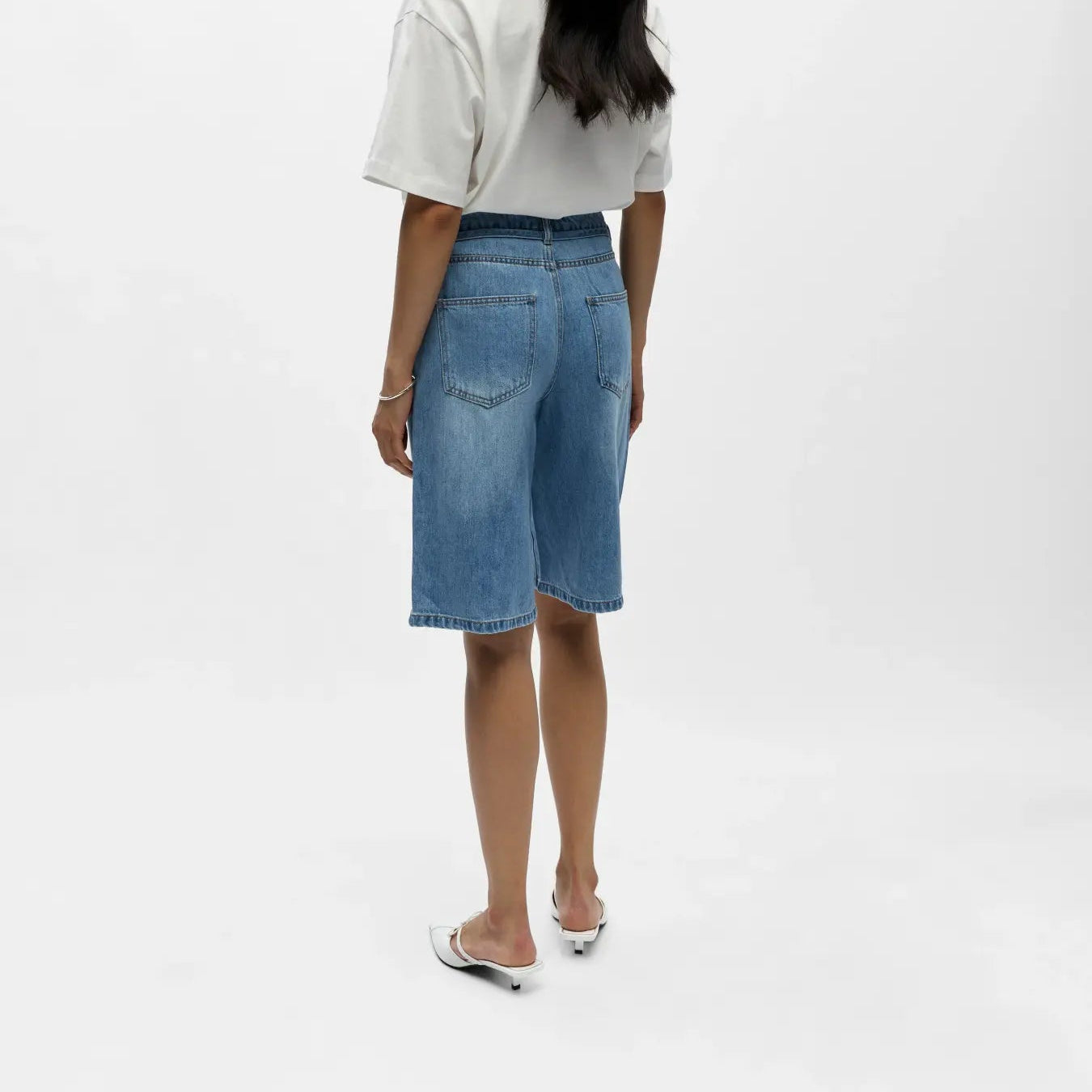 OBJROSIE MW LO DENIM LONG SHORTS NOOS