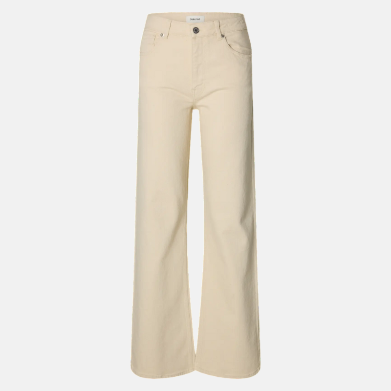 SLFWIDE BEA-KORI ECRU HW JEANS NOOS