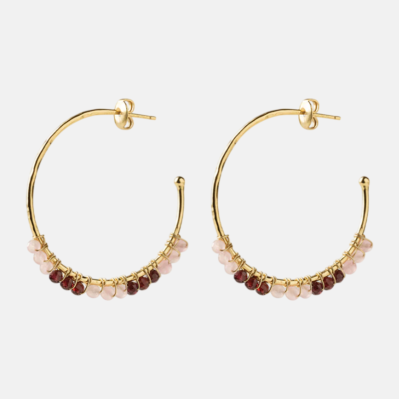 Muse Rose Quartz Garnet Earrings