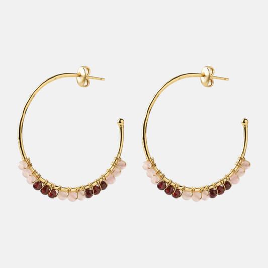 Muse Rose Quartz Garnet Earrings