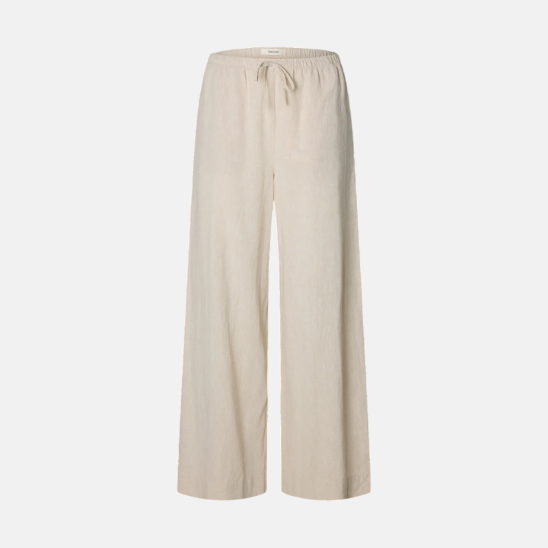 SLFLUISA MW WIDE LINEN BLEND PANT NOOS