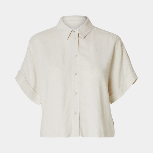 SLFVIVA SS CROPPED SUN SHIRT NOOS Sandshell