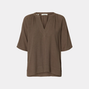SLWVIVA 2/4 V-NECK LINEN BLEND TOP NOOS
