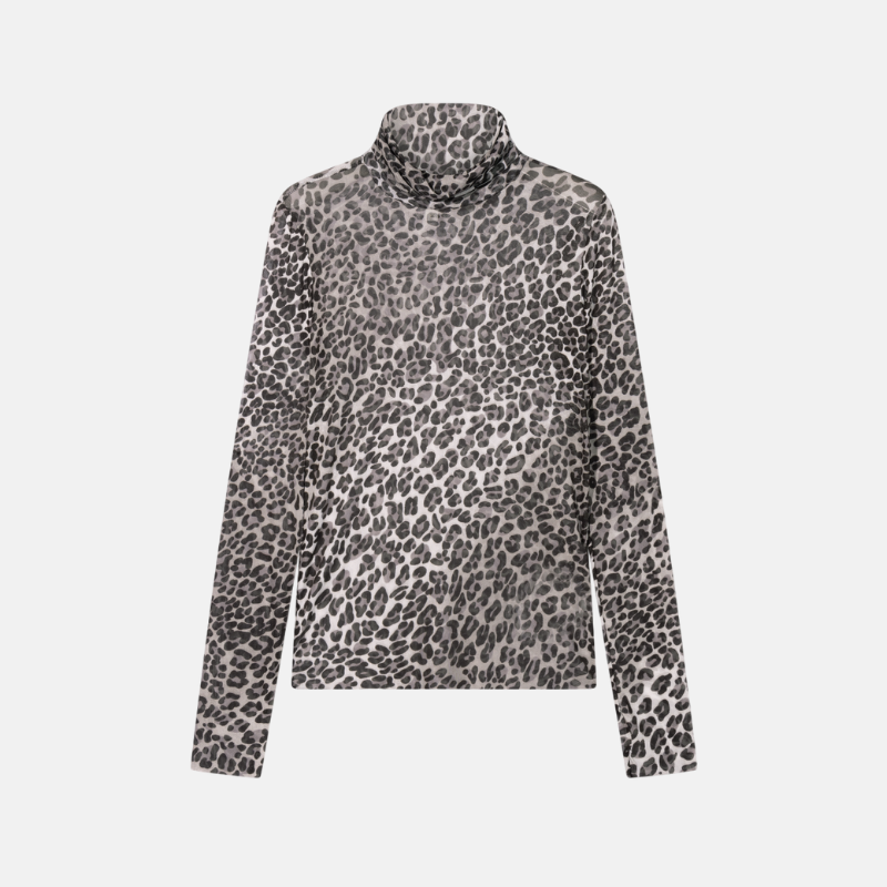 mesh long sleeve leopard