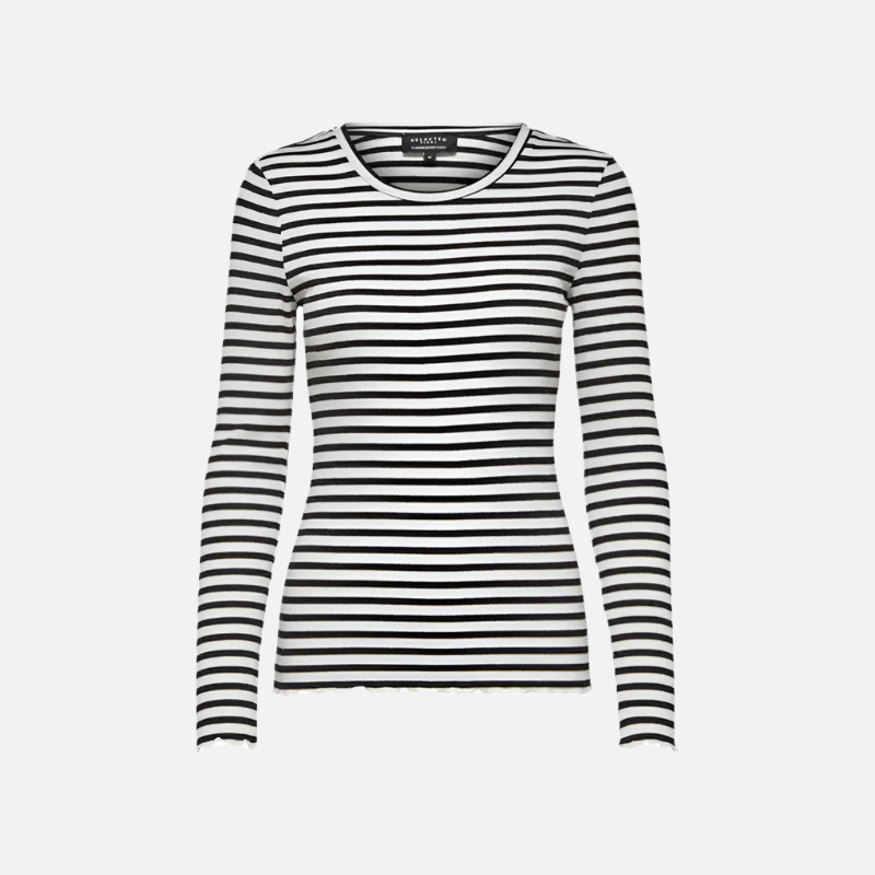SLFANNA LS CREW NECK TEE STR NOOS