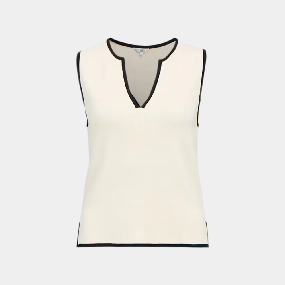 OBJVIVA S/L RE V-NECK KNIT TOP NOOS