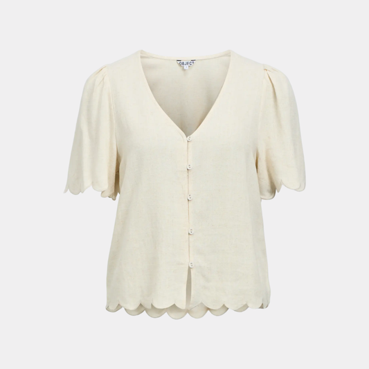 OBJSANNE 2/4 LO V-NECK TOP NOOS