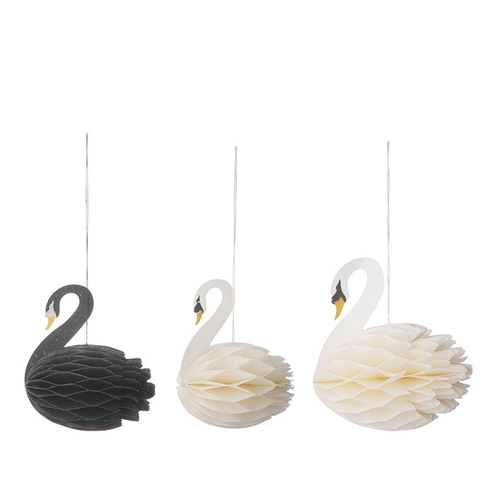 Honeycomb Swans set van 3 zwart en gebroken wit - Bungalow Denmark