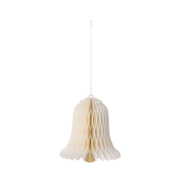 Honeycomb Bell 12cm Cream - papieren kerstbel van Bungalow Denmark