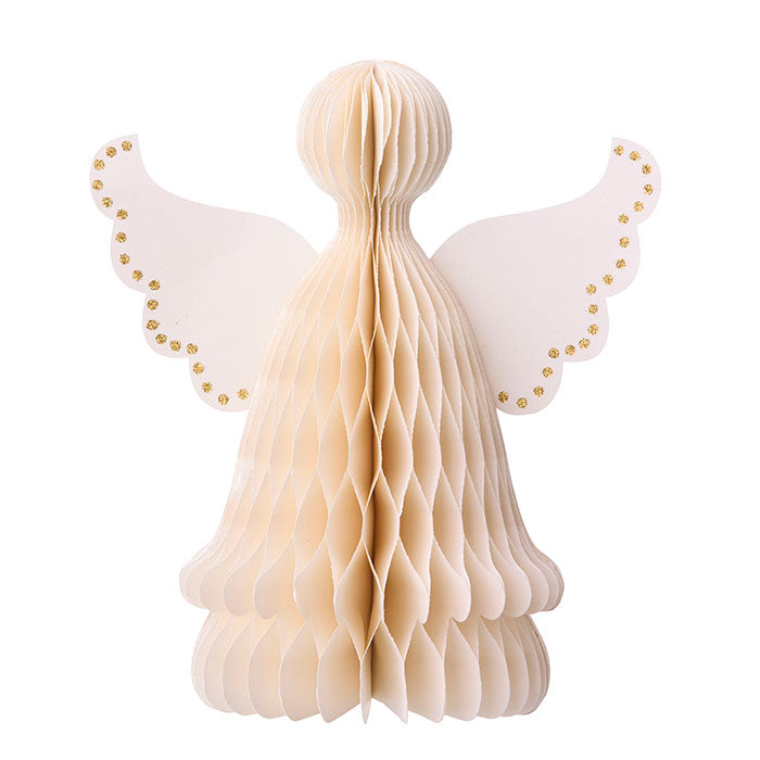 Honeycomb Angel 20cm Cream - papieren kerstengel van Bungalow Denmark