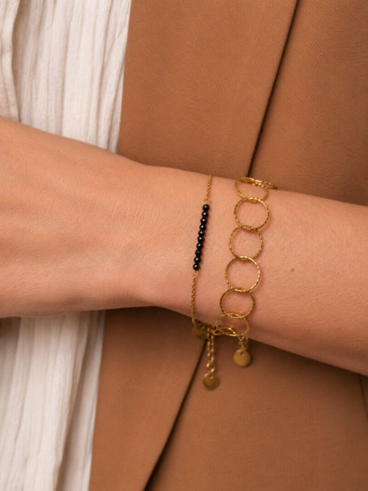 Petite gemstone armband / zwart