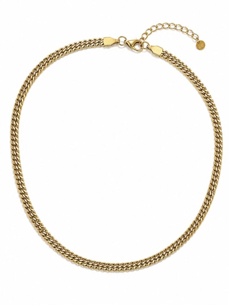 Platte bewerkte ketting verguld