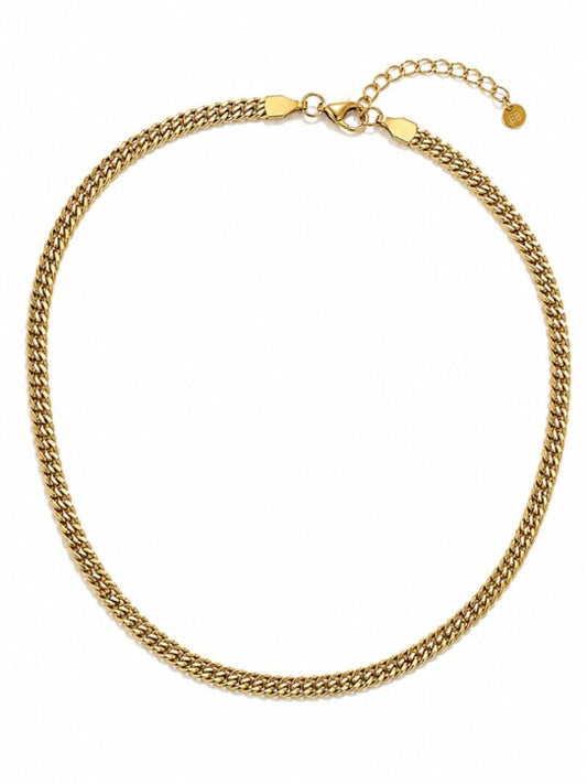 Platte bewerkte ketting verguld