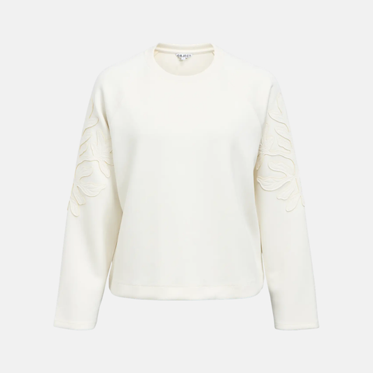 OBJANDREA RE L/S O-NECK EMB TOP NOOS