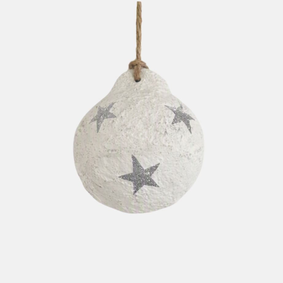 Kerstbal STAR Silver | Cotton-Maché