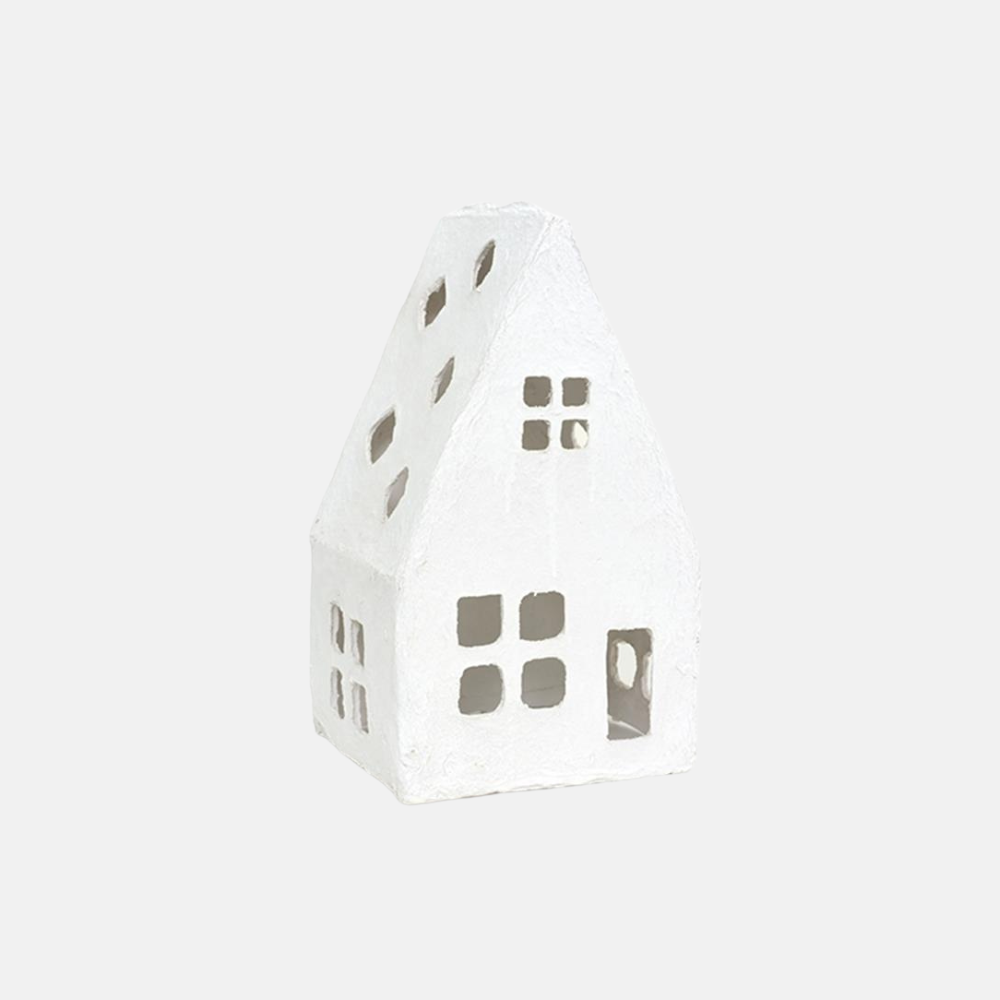Eco Huisje Cotton-Maché WIT H30cm
