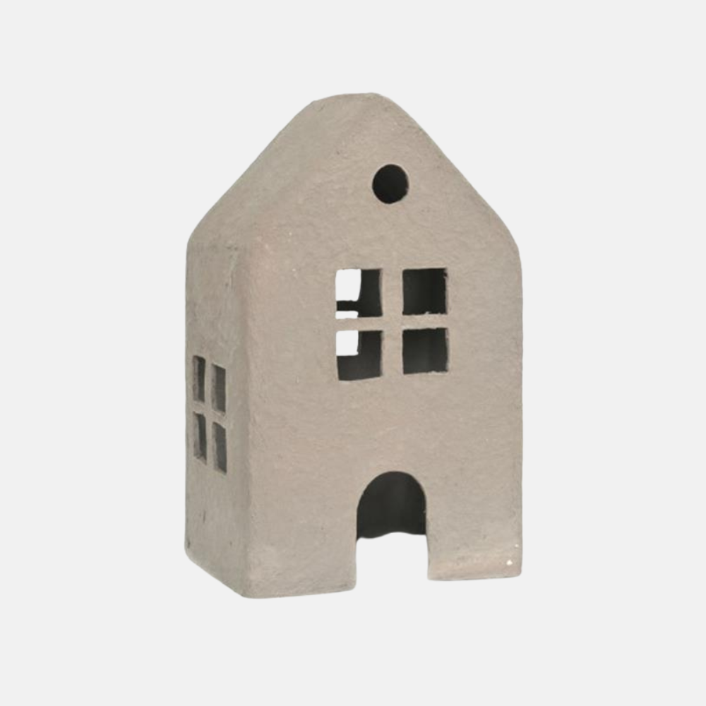 Eco Huisje Cotton-Maché GRIJS 38CM