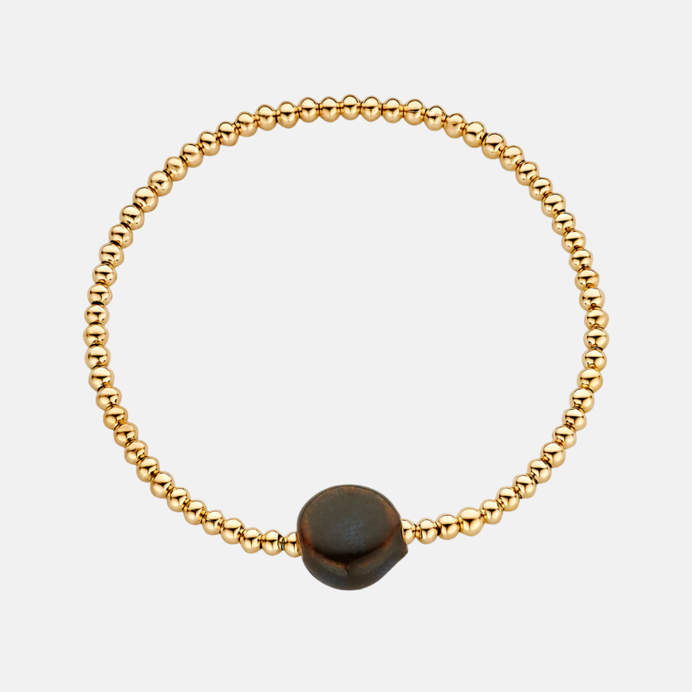 Bolletjes armband bruine steen