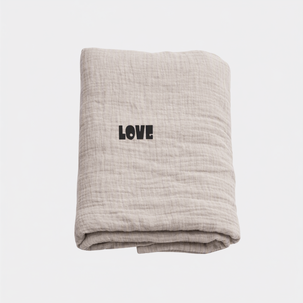 Cozy Cover 2.0 Greige Bold LOVE Zwart
