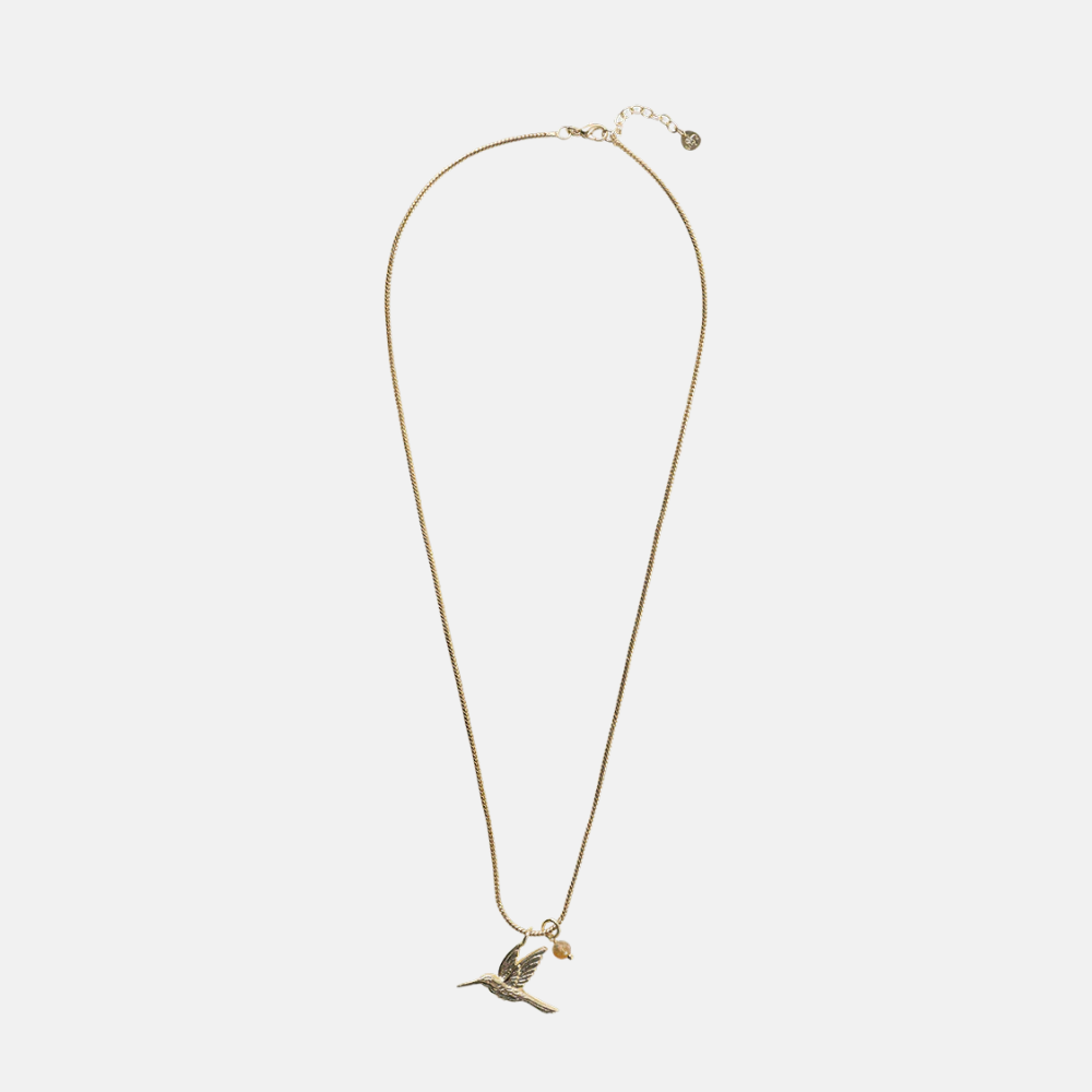 Wild Hummingbird Citrine Necklace GP