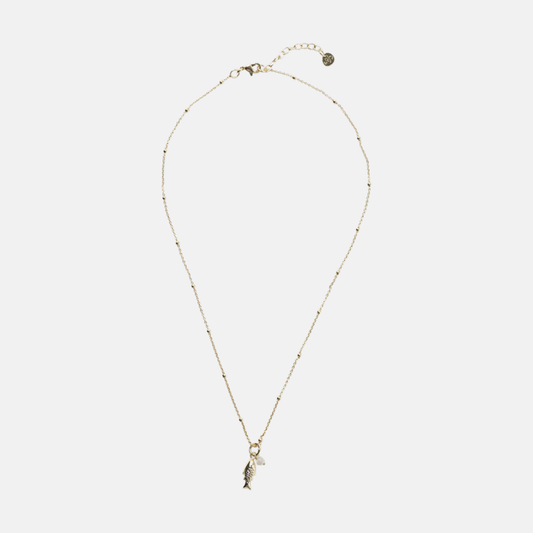 Instinct Fish Moonstone Necklace GP