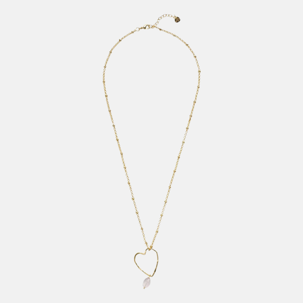 Blessed Heart Rose Quartz Necklace GP