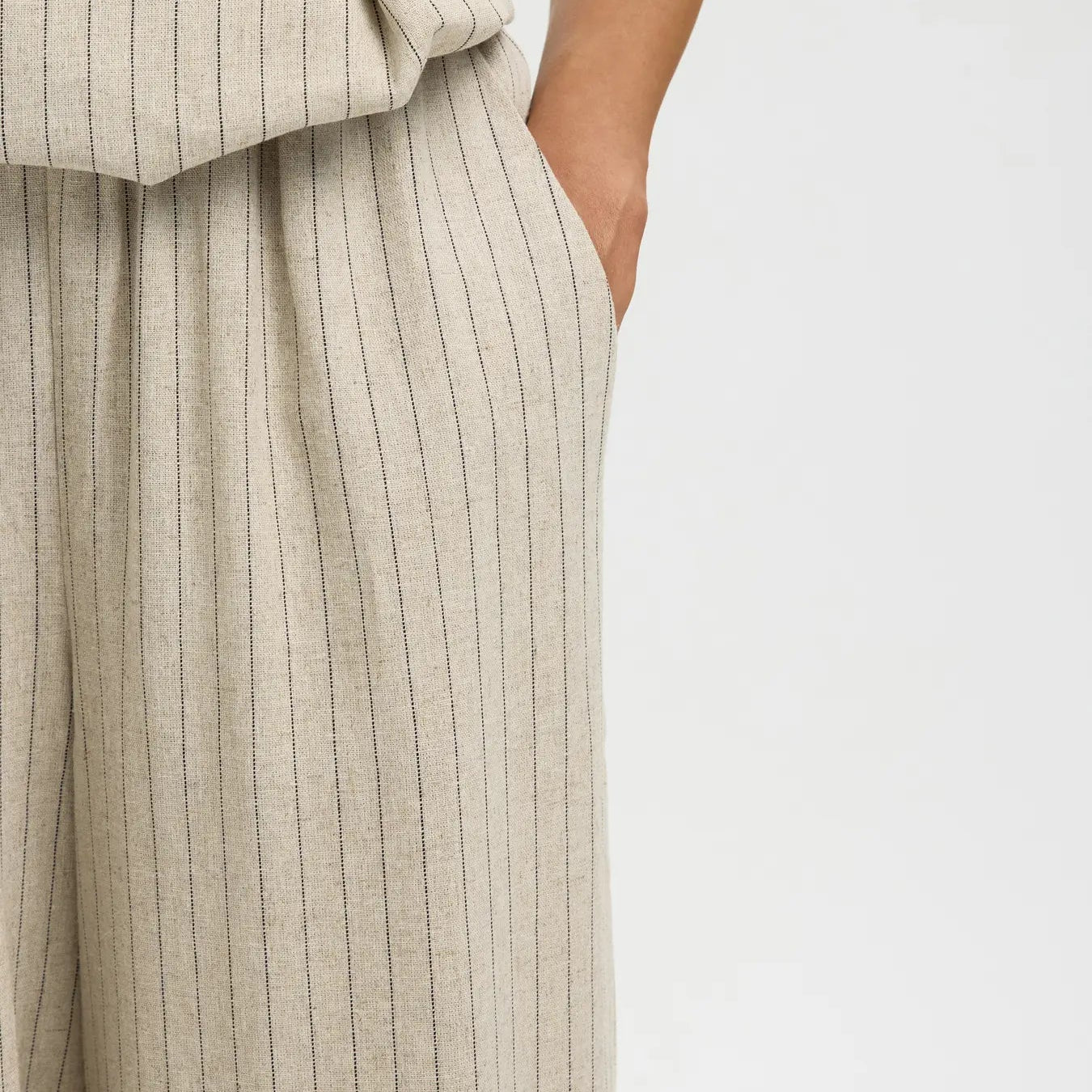 SLFMARIAM MW WIDE LINEN BLEND PANT B