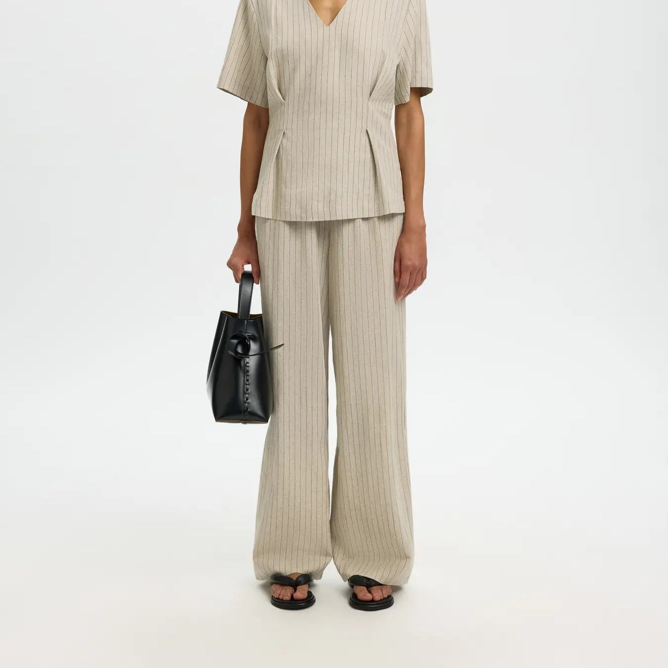 SLFMARIAM MW WIDE LINEN BLEND PANT B