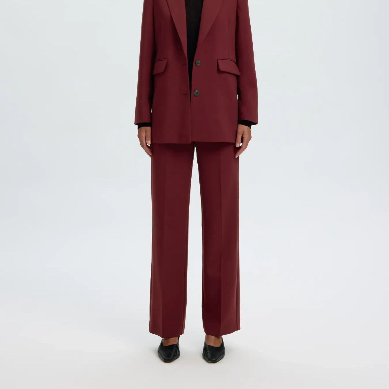 SLFRITA MW WIDE PANT MEL NOOS TAWNY PORT