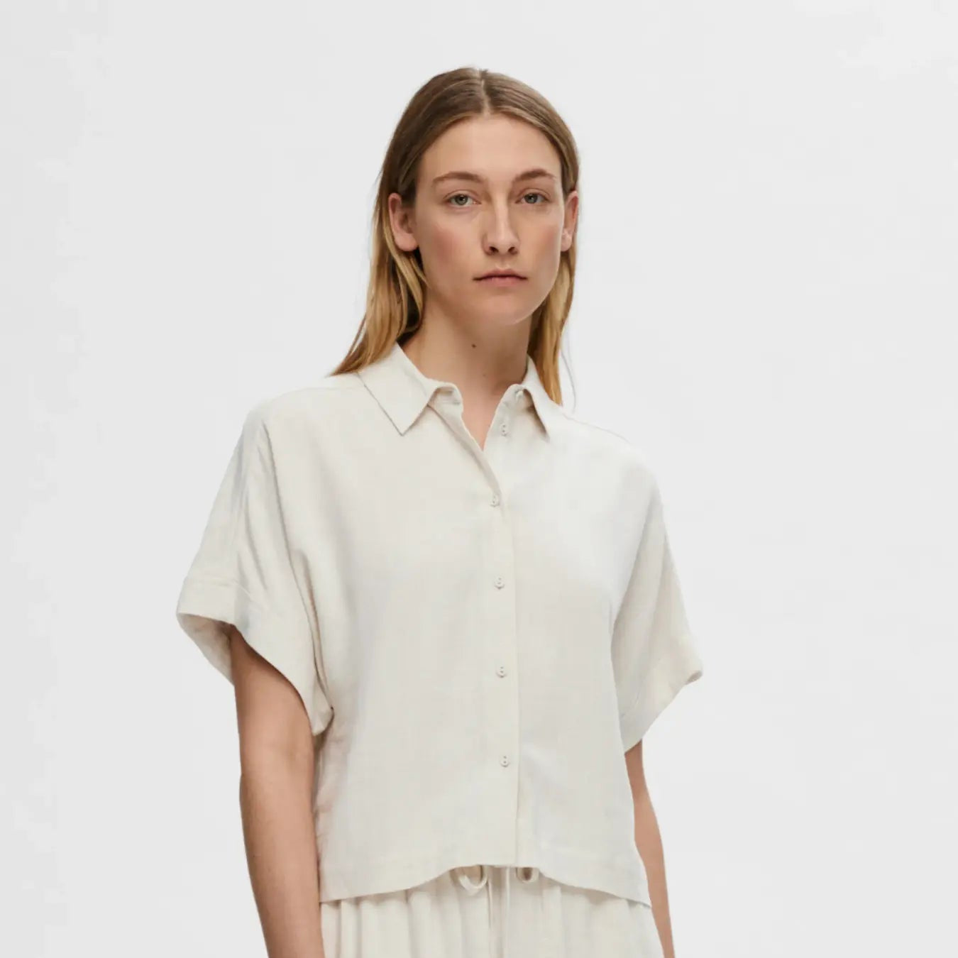 SLFVIVA SS CROPPED SUN SHIRT NOOS Sandshell