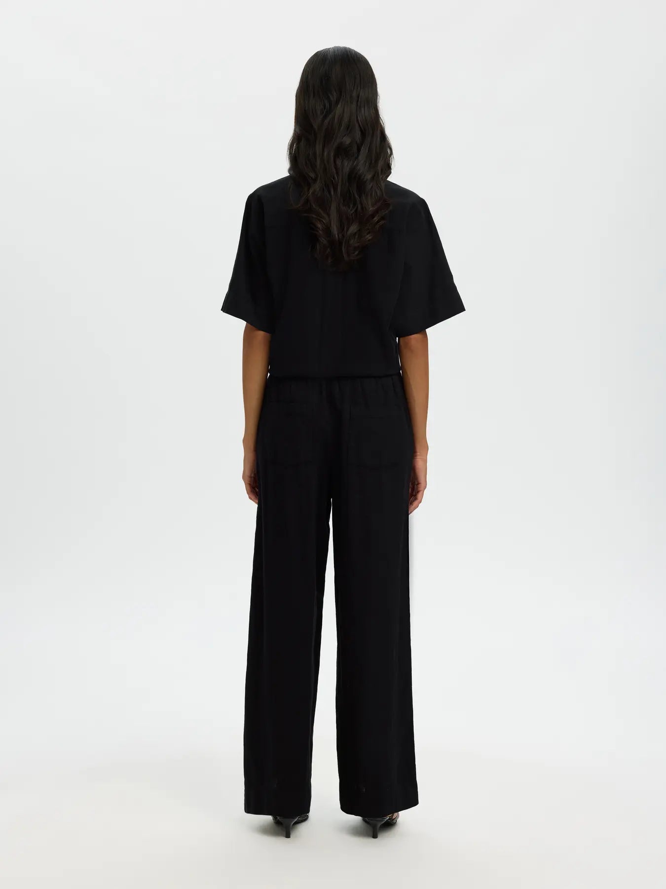 SLFLUISA MW WIDE LINEN BLEND PANT NOOS