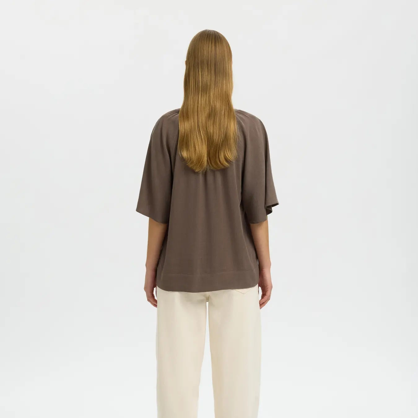 SLWVIVA 2/4 V-NECK LINEN BLEND TOP NOOS