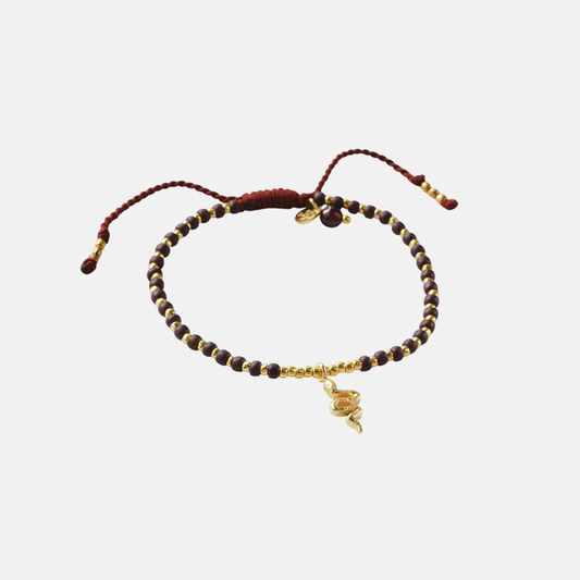 Hoping garnet bracelet gold chain