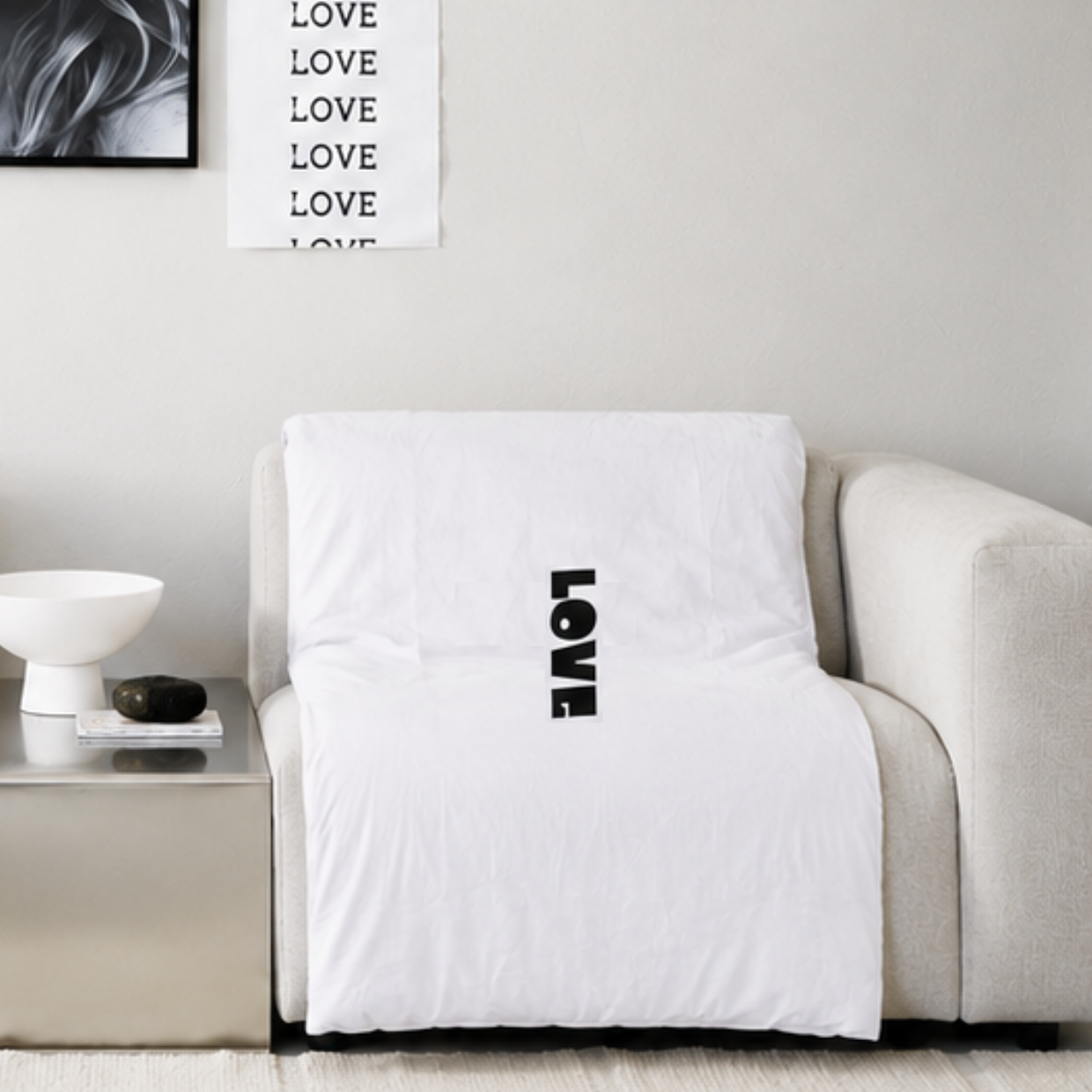 Cozy Cover Wit Bold LOVE Zwart