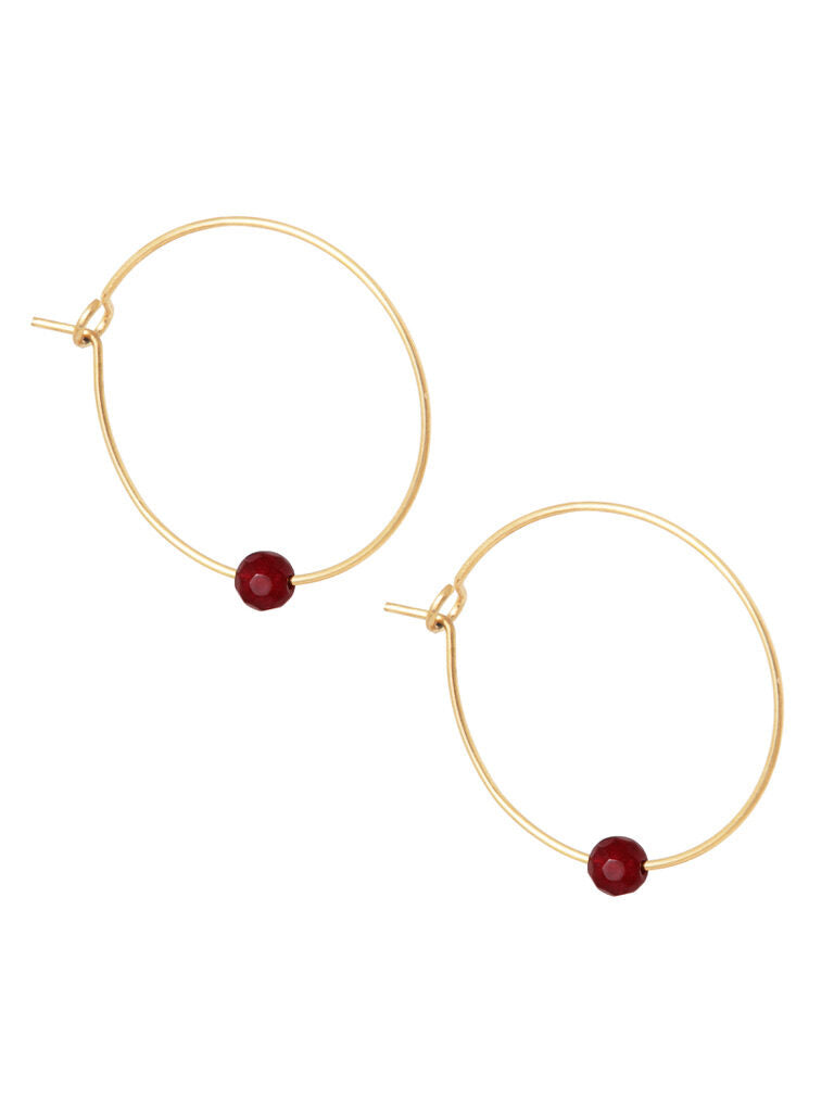 Vergulde creolen met gemstone / aubergine
