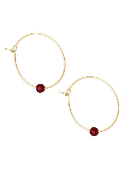 Vergulde creolen met gemstone / aubergine