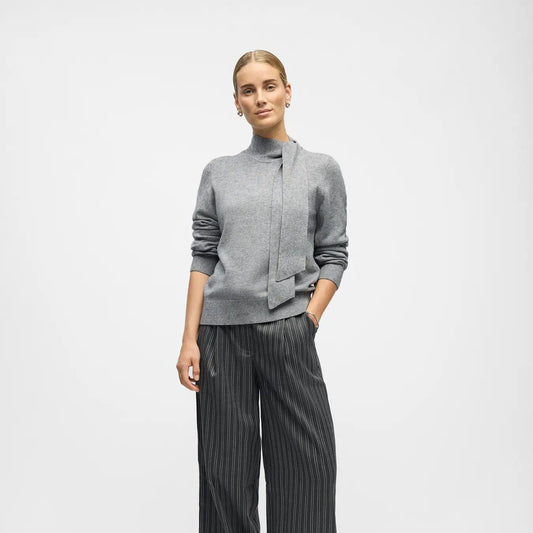 OBJTHESS L/S RE BOW KNIT PULLOVER NOOS