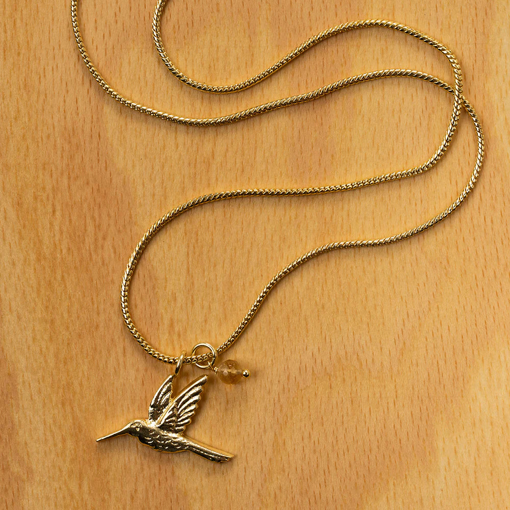 Wild Hummingbird Citrine Necklace GP