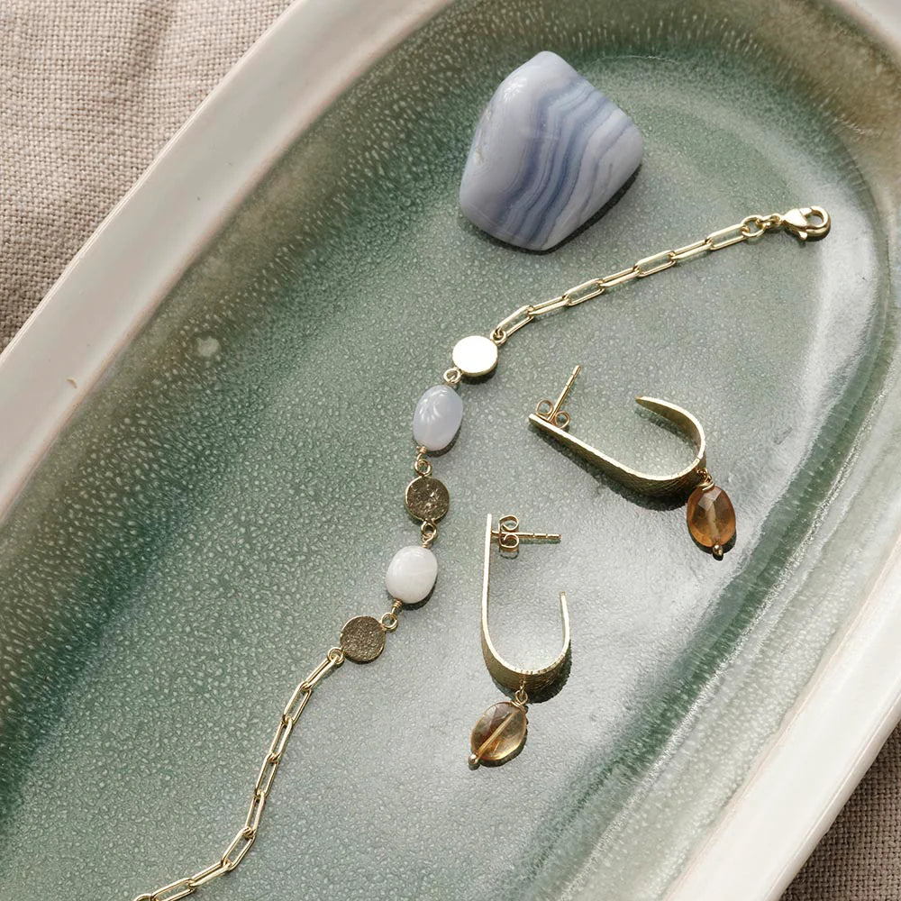 Aesthetic Blue Lace Agate Moonstone Bracelet