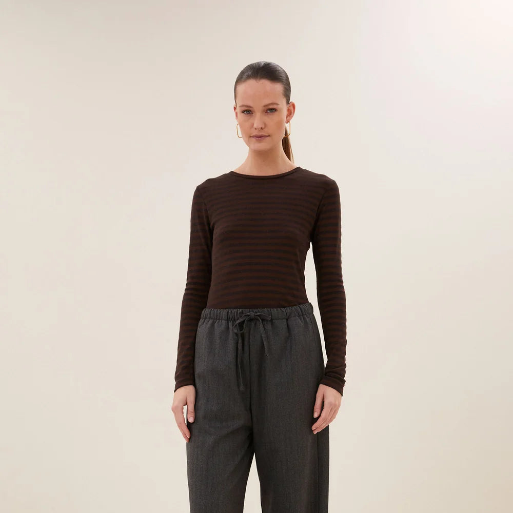 basic ls melange stripe top
