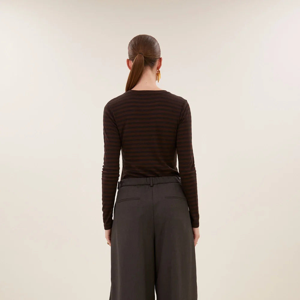 basic ls melange stripe top