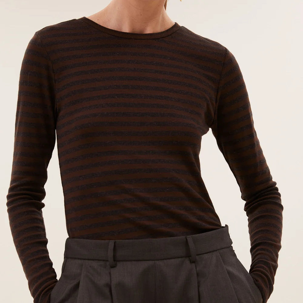basic ls melange stripe top
