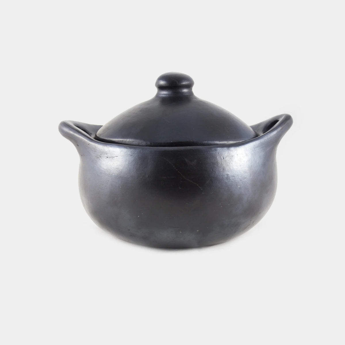 Black Pottery Kookpan Rond Met Deksel