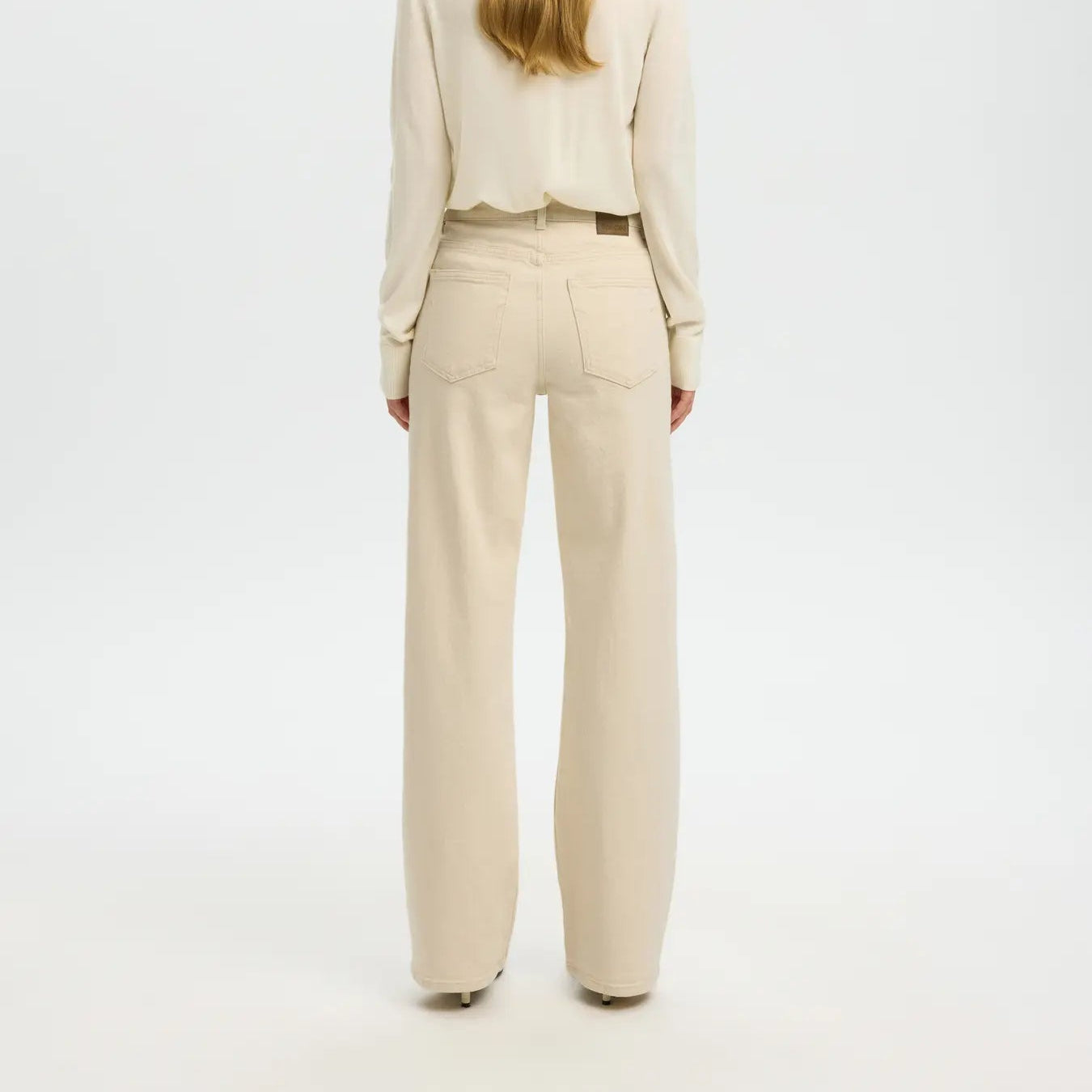 SLFWIDE BEA-KORI ECRU HW JEANS NOOS