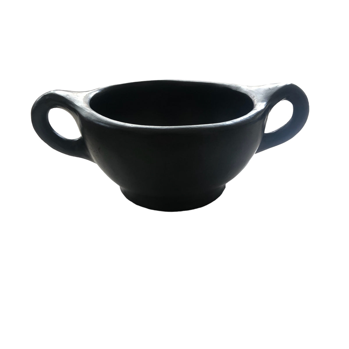 Black Pottery Kom Met 2 Handgrepen