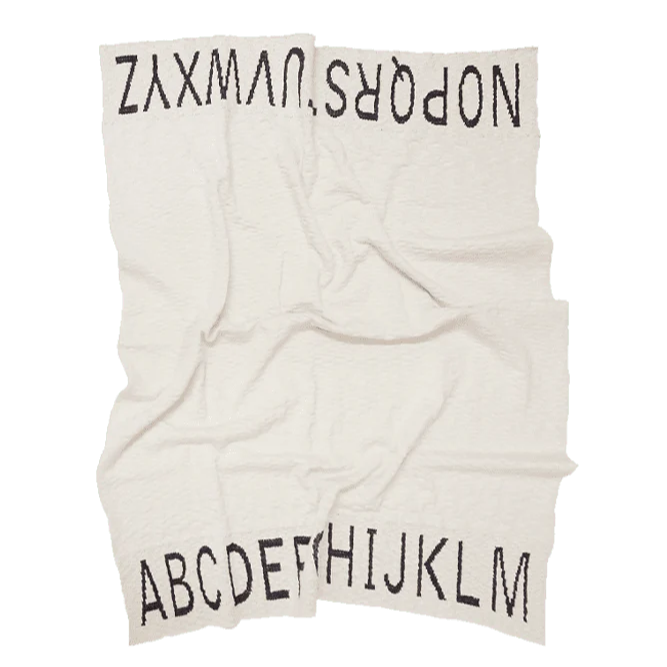 KNITTED BLANKET ABC NATURAL/BLACK