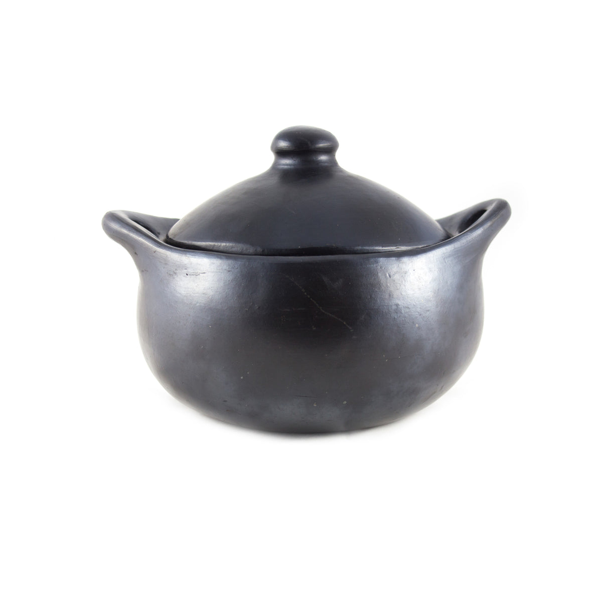 Black Pottery Kookpan Rond Met Deksel