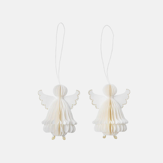 Honeycomb Angel 8,5cm Cream S/2pcs