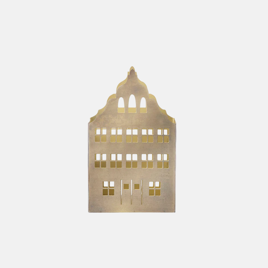 Candle Holder Townhouse H16cm Golden